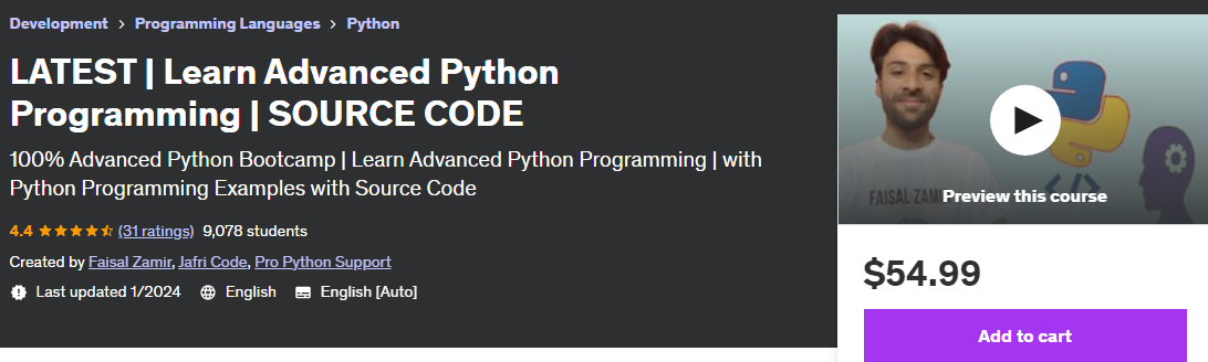 Advanced python programming by faisal zamir on udemy