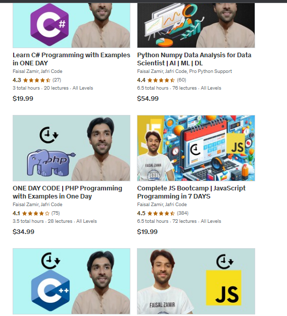 other programming languages courses by faisal zamir